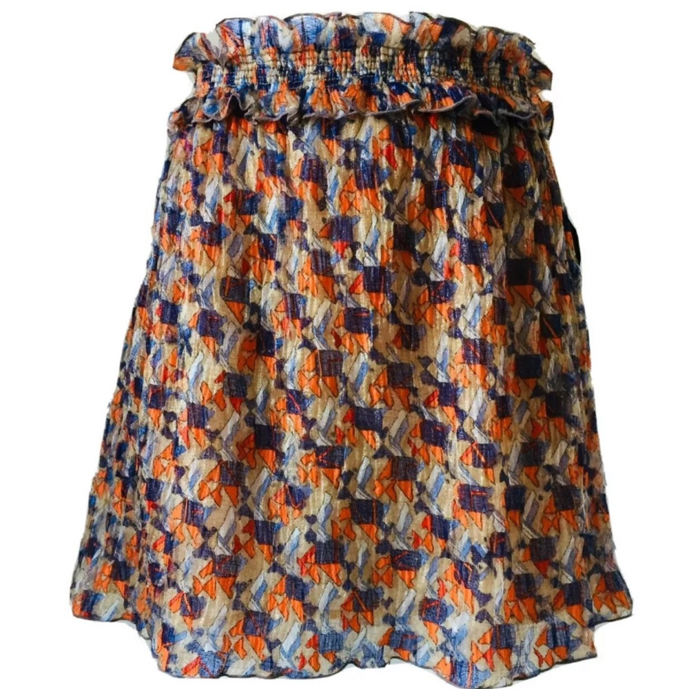 Balenciaga 100% Silk Ruffle Glitter Skirt XS